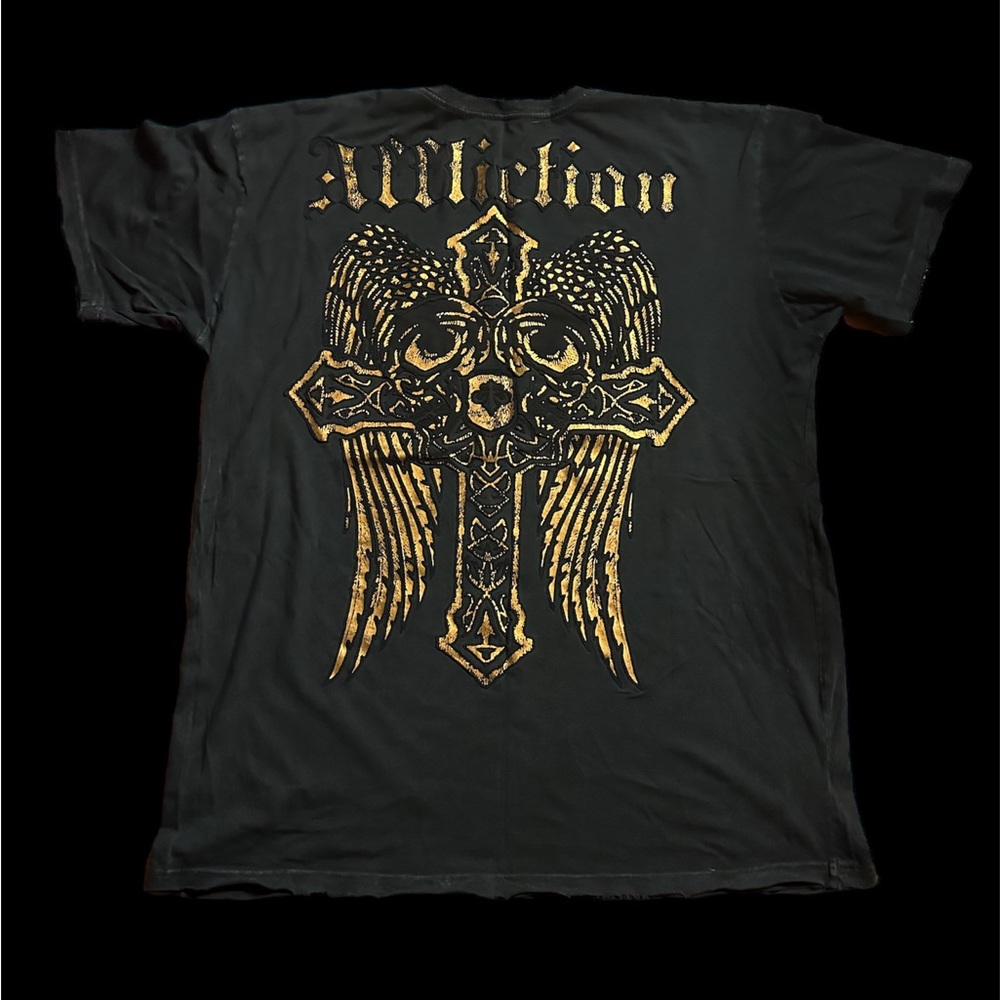 Affliction shirt with cross graphic 2XL Geunge jnco tapout